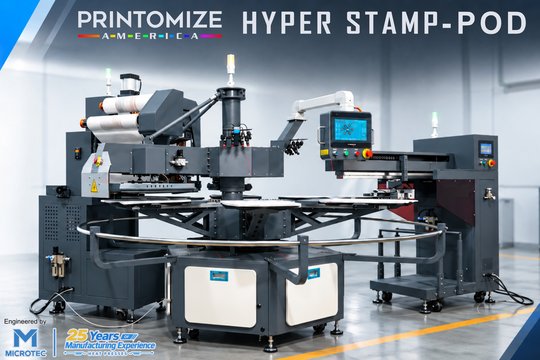 Printomize America推出Hyper Stamp POD烫印机，免裁切DTF全自动流程每小时处理超300件